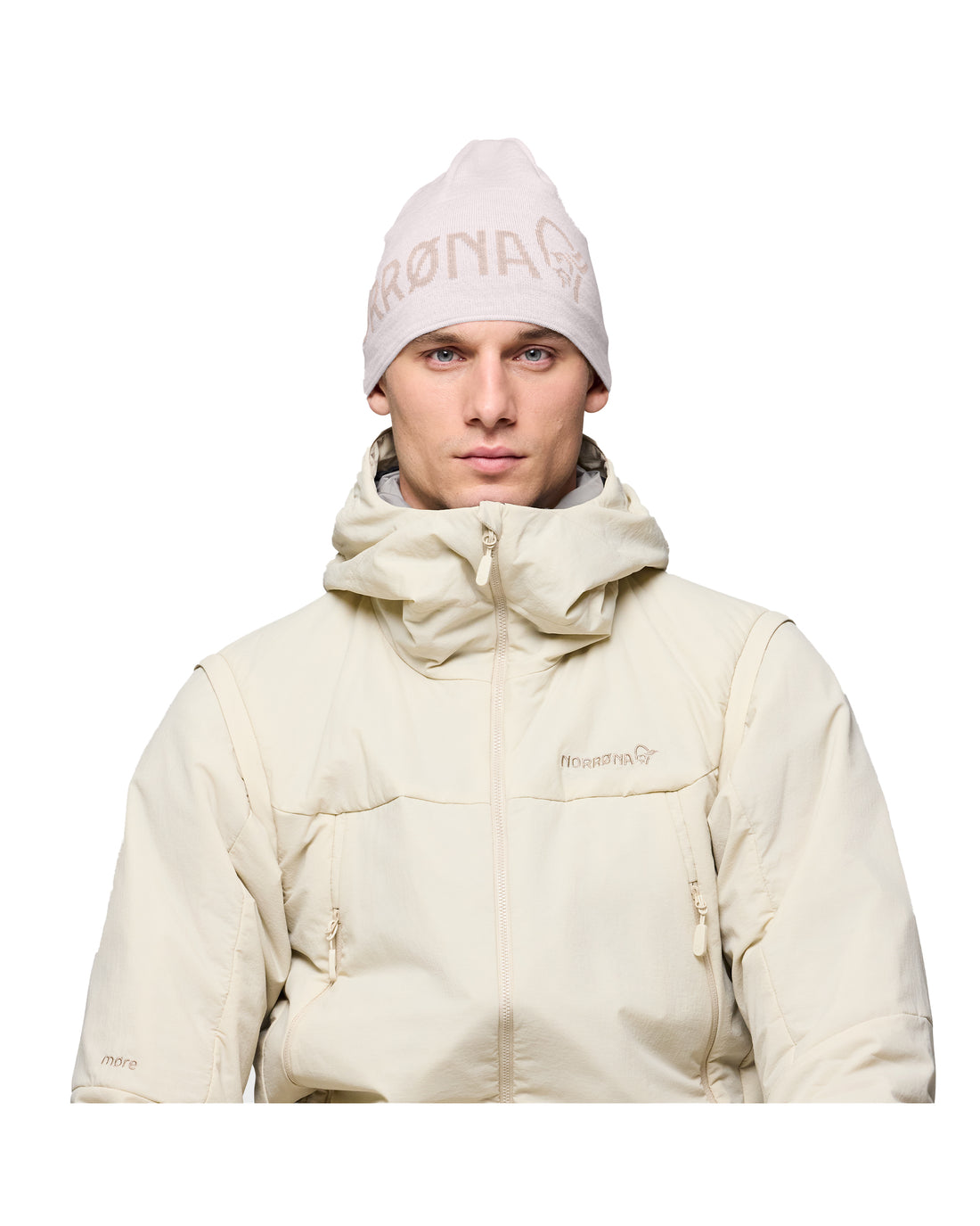 /29 Light MerinoUll Logo Beanie - Oatmeal