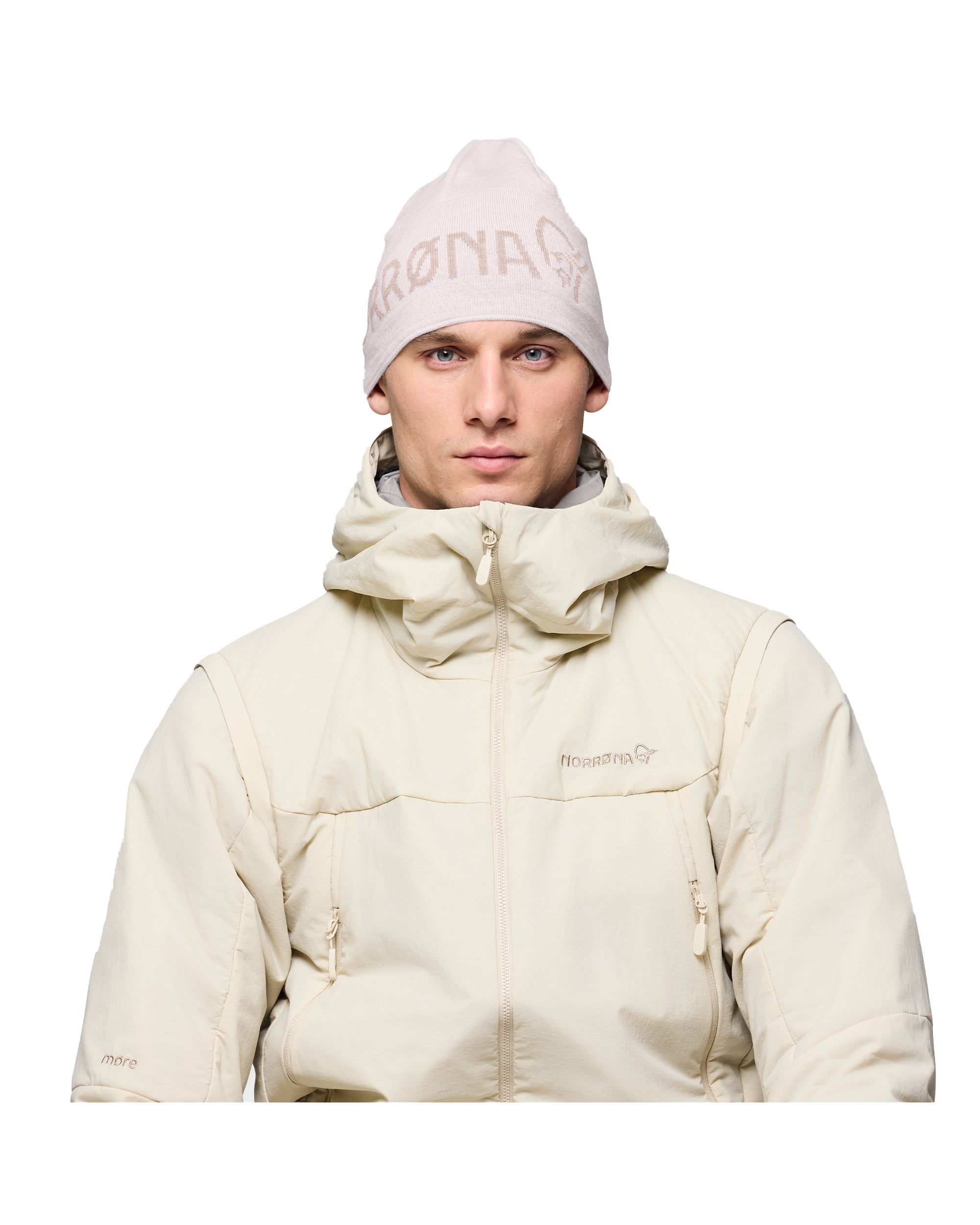 /29 Light MerinoUll Logo Beanie - Oatmeal