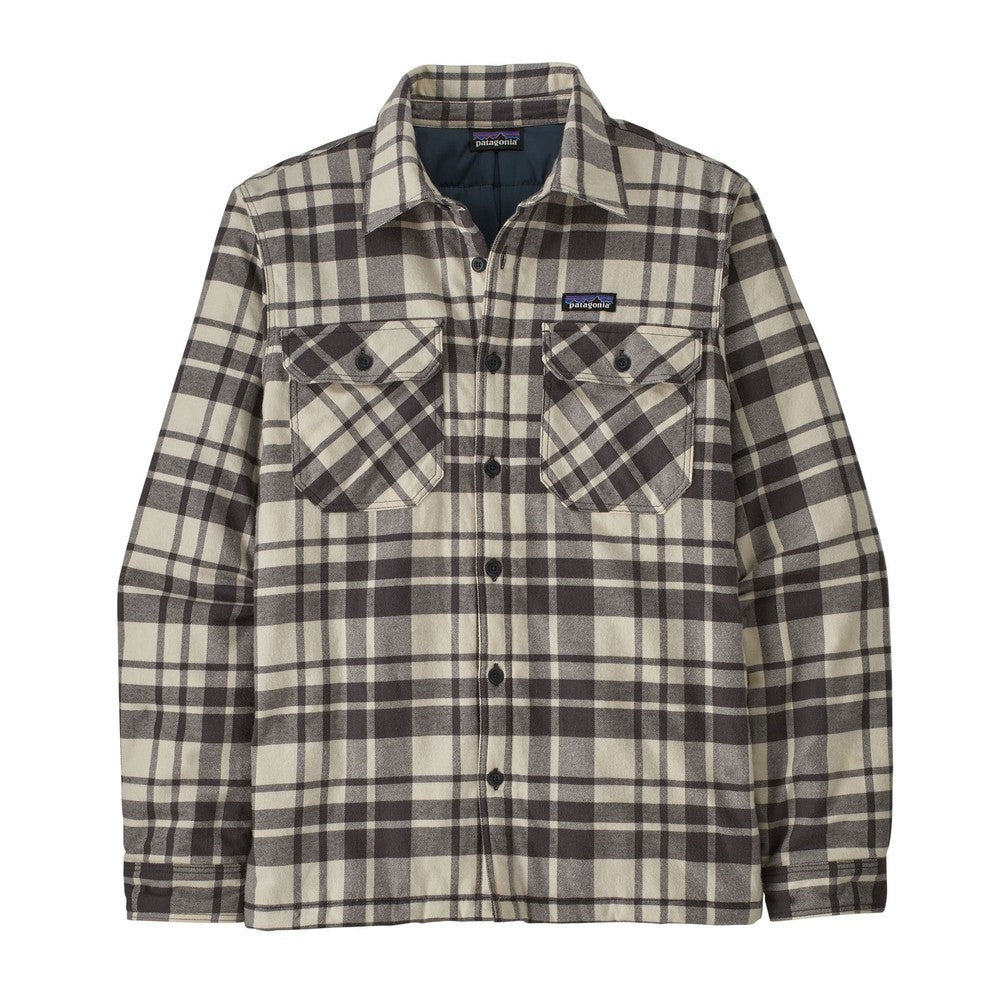 Insulated Organic Cotton MW Fjord Flannel Shirt Mens - Ice Caps:Smolder Blue