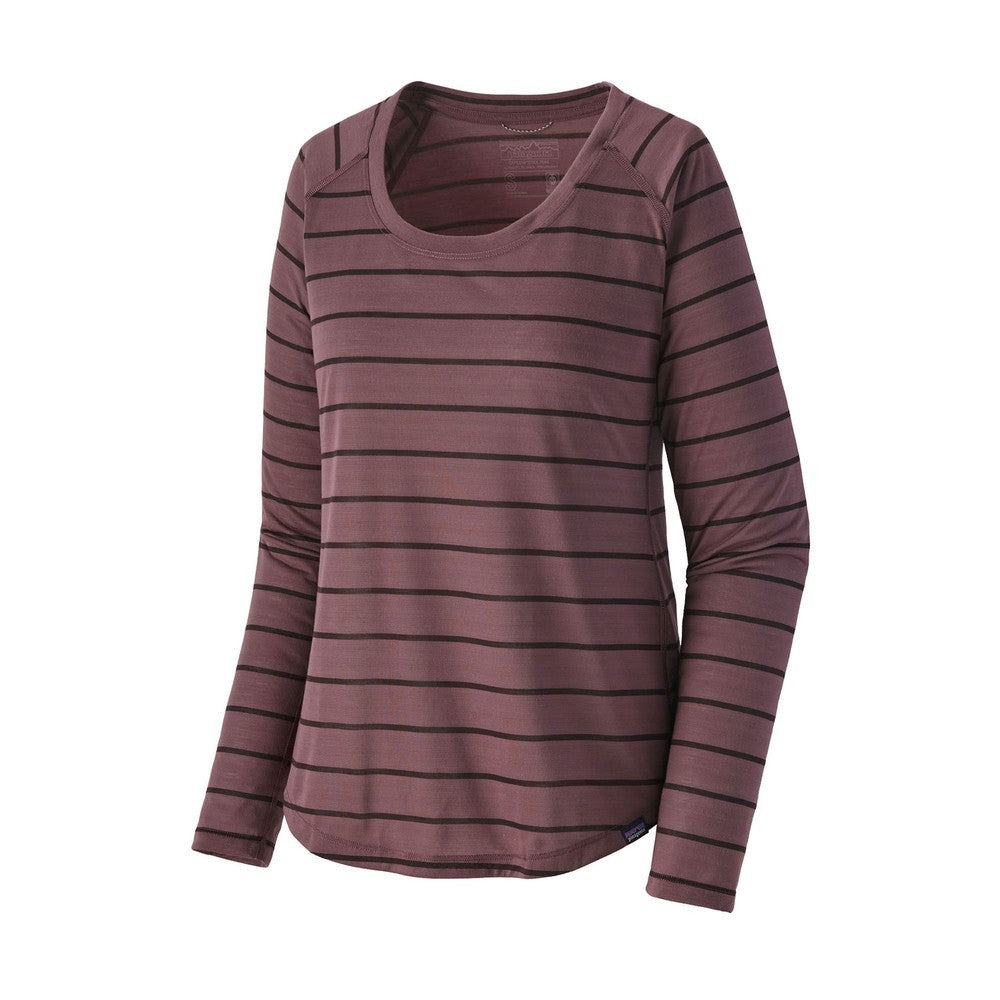 LS Cap Cool Trail Shirt Womens - Furrow Stripe: Dusky Brown
