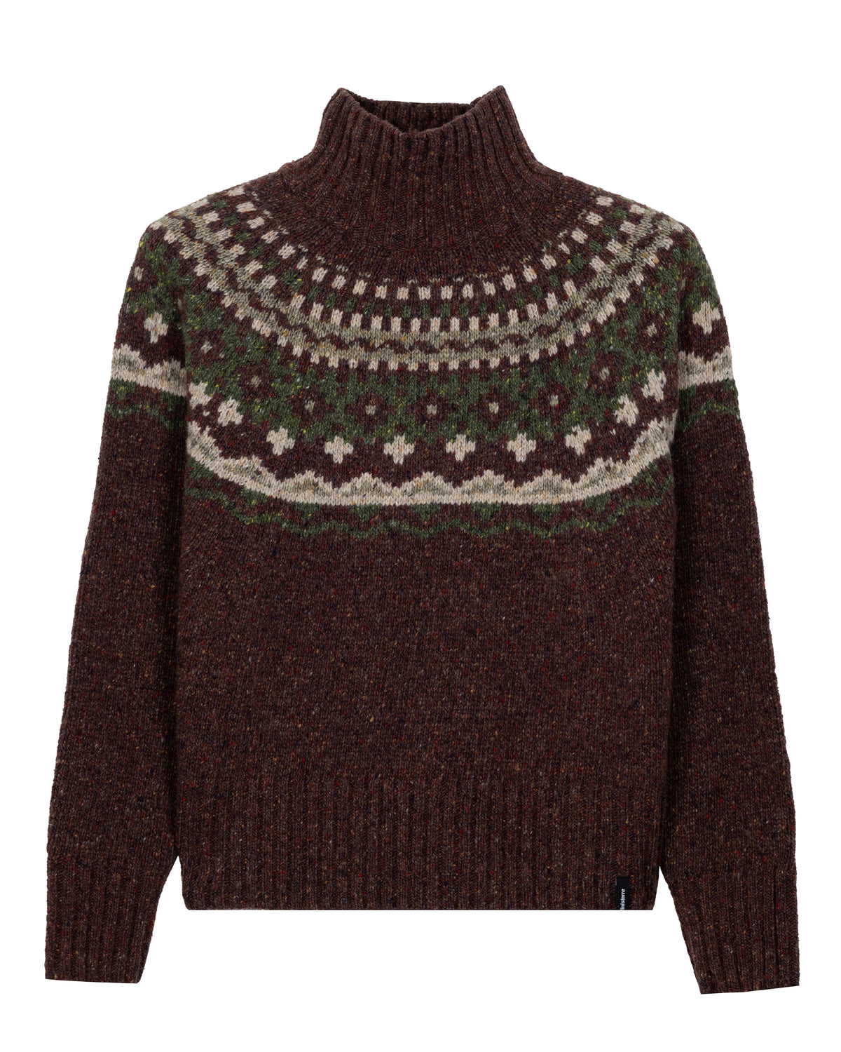 Merrose Fair-Isle High Neck Jumper - Brown/Oatmeal/Olive