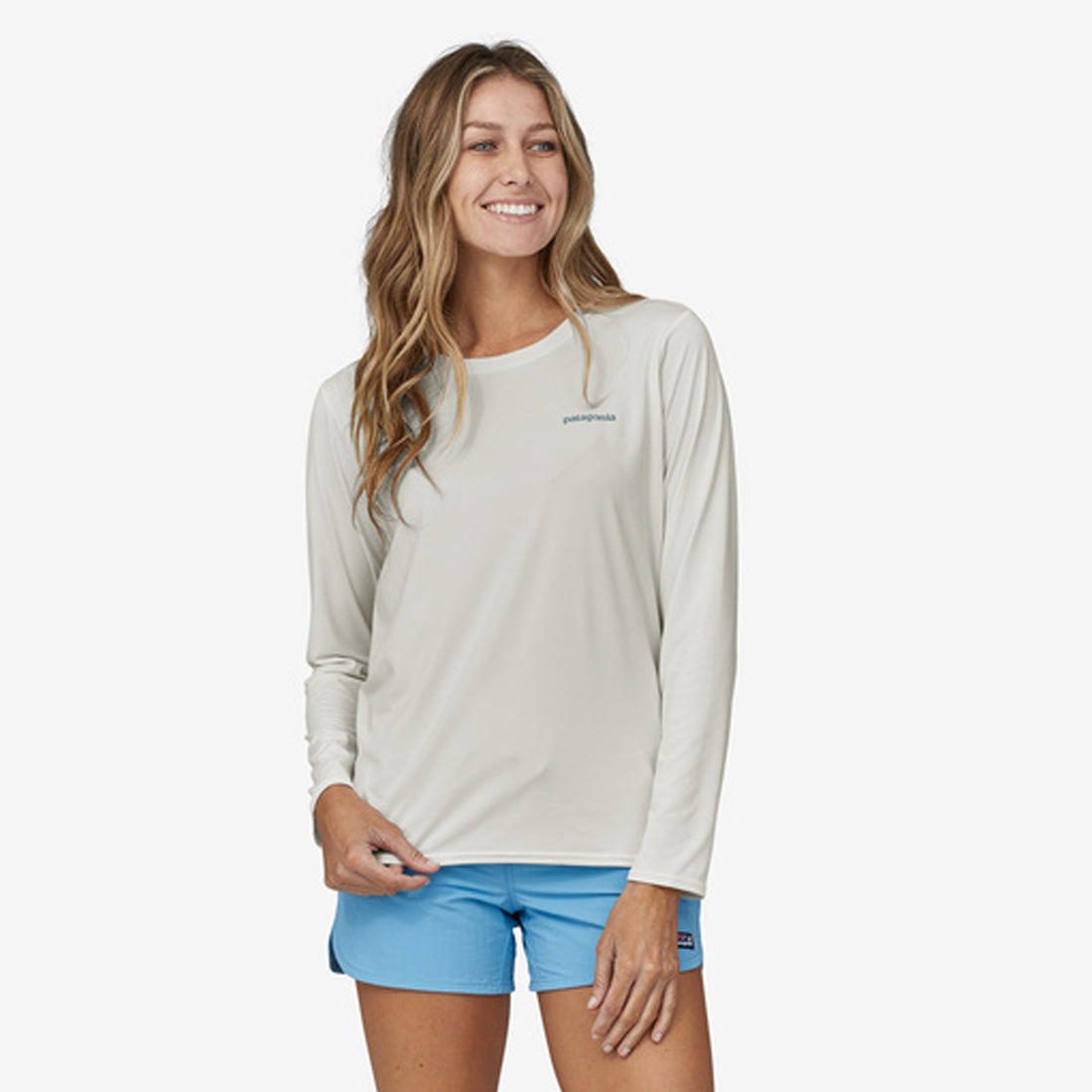 LS Cap Cool Daily Graphic Shirt Womens-Waters - Boardshort Logo Light Plume Grey: White