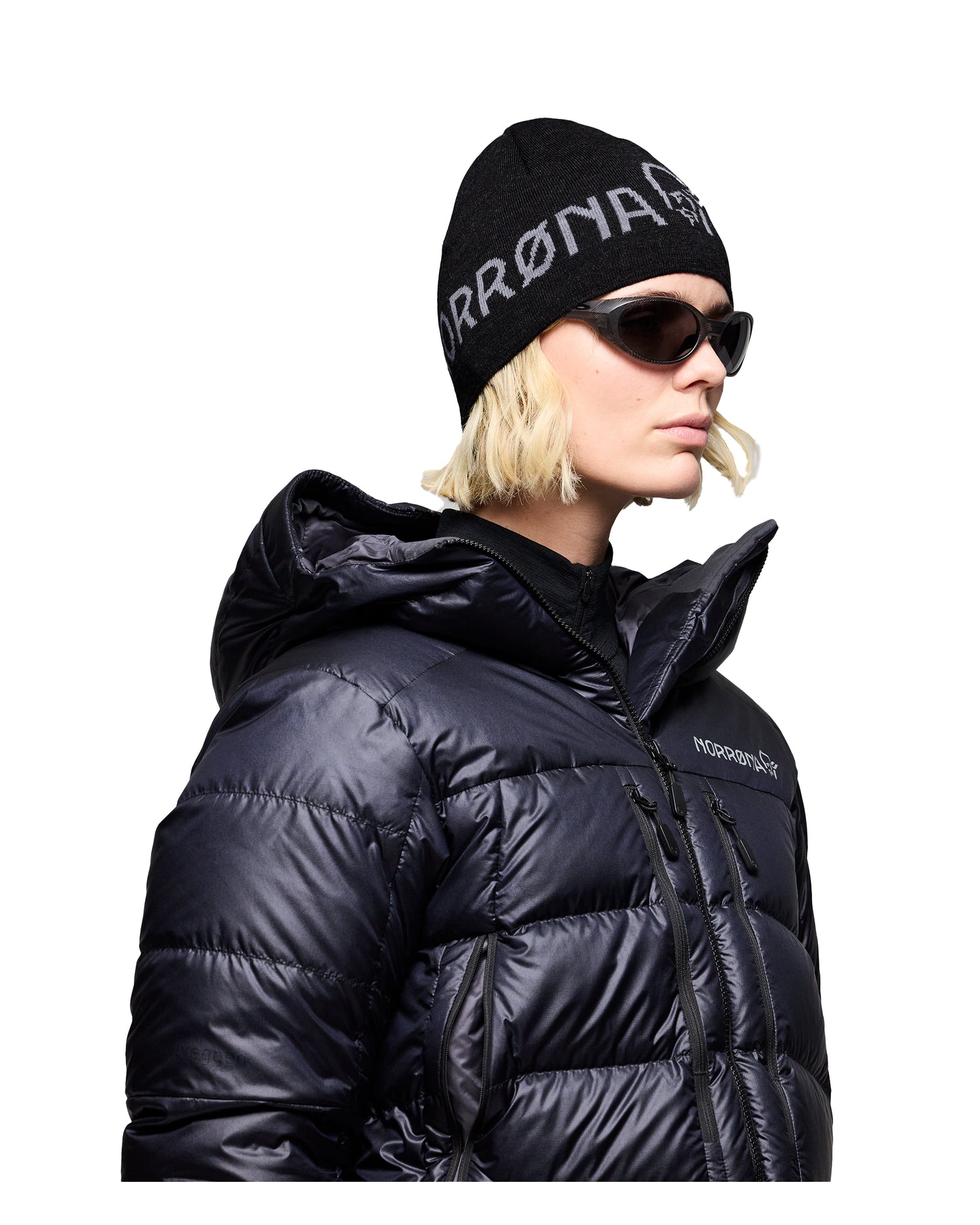 /29 Light MerinoUll Logo Beanie - Caviar Melange