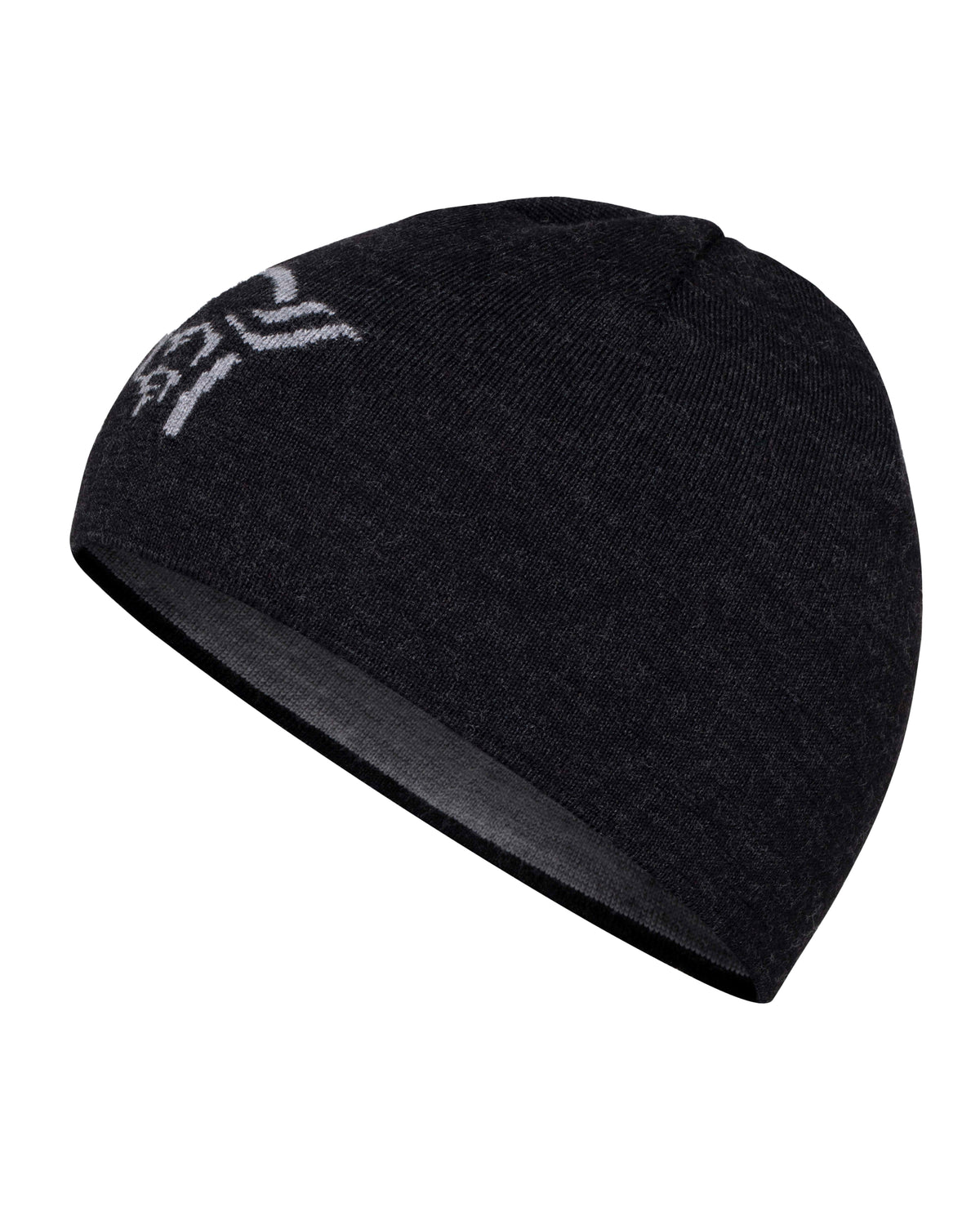 /29 Light MerinoUll Logo Beanie - Caviar Melange