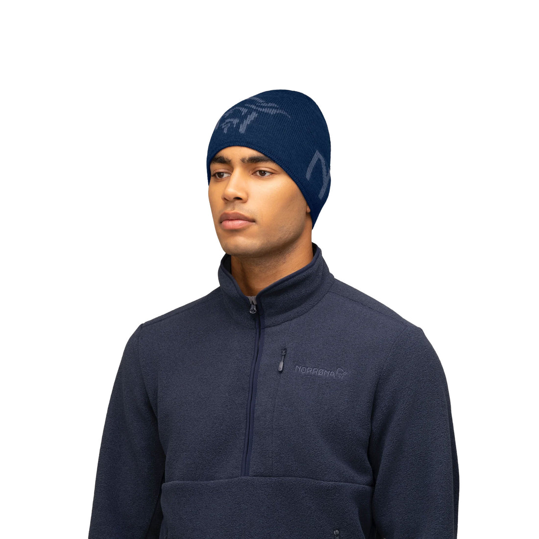 29 Mid MerinoUll Logo Beanie - Indigo Night Melange