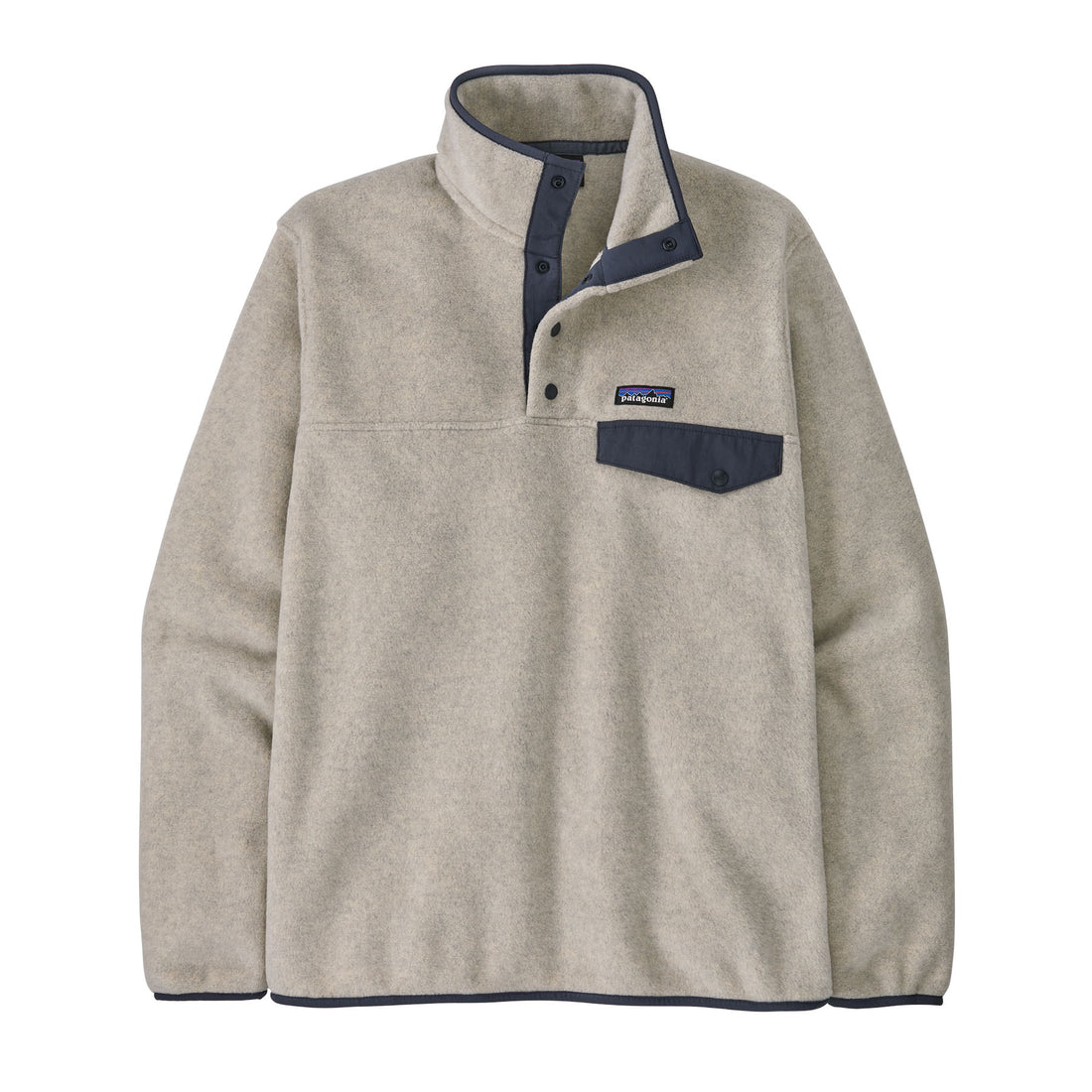 Lightweight Synchilla Snap-T Pullover Mens - Oatmeal Heather W/Smolder Blue