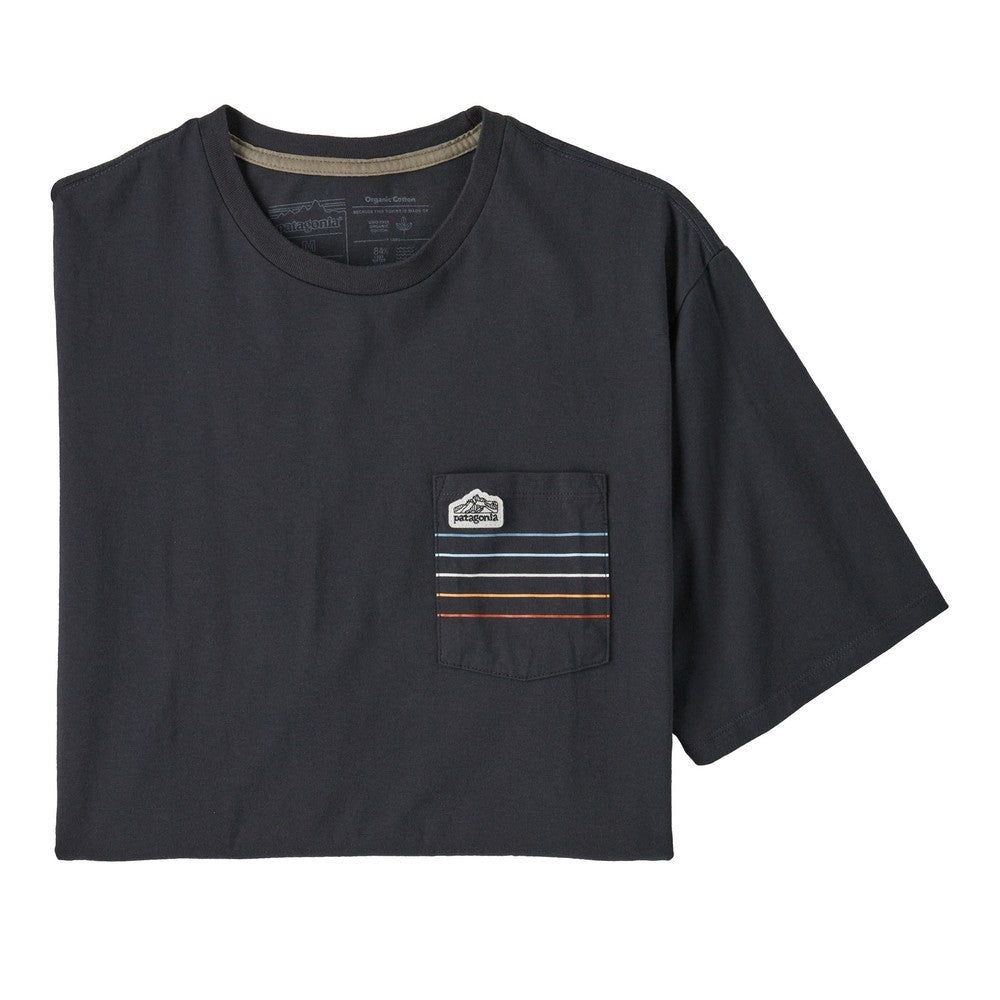 Line Logo Ridge Stripe Organic Pocket T-Shirt Mens - Ink Black