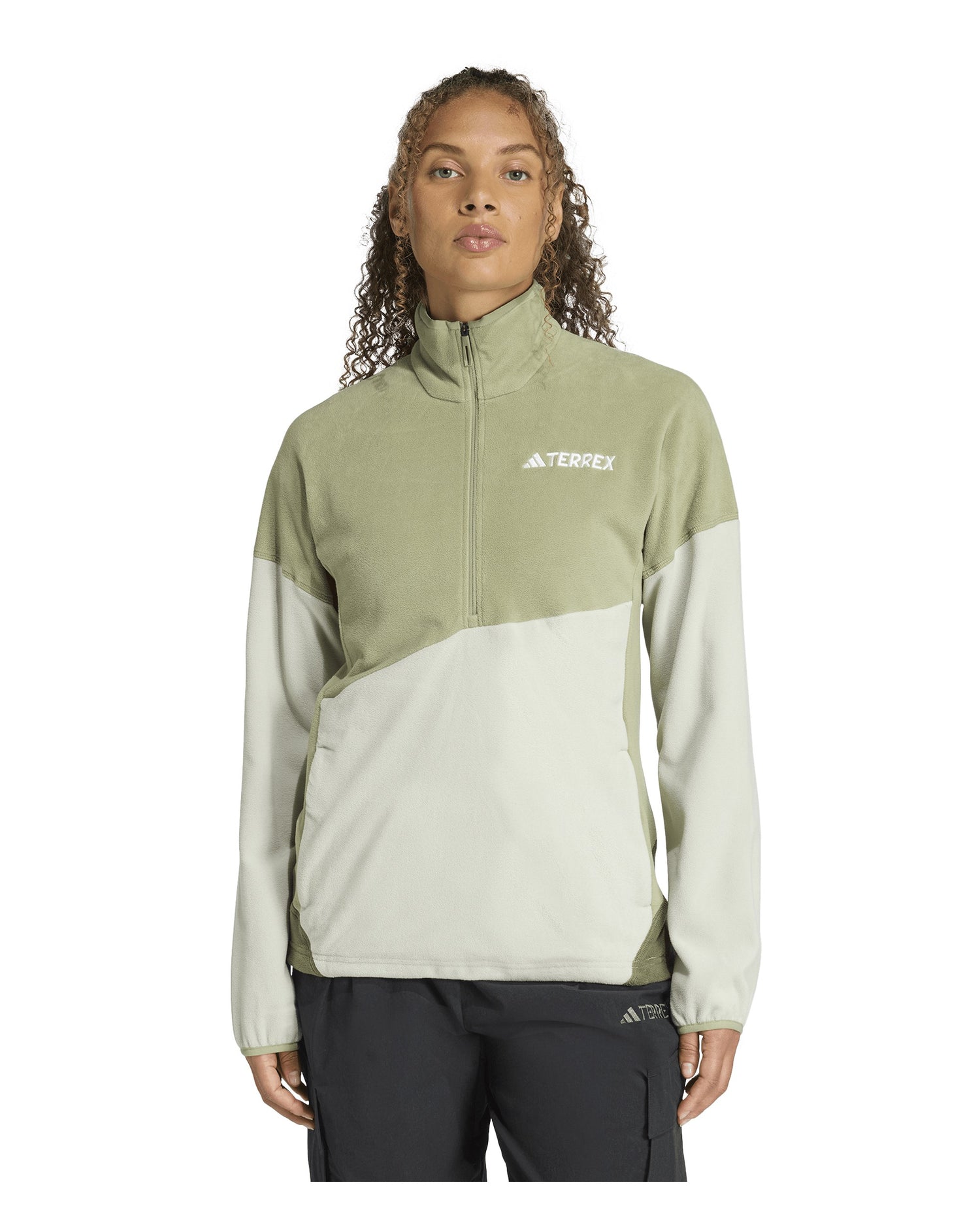 Multi Climawarm Fleece Anorak Womens - Tent Green/Halo Green