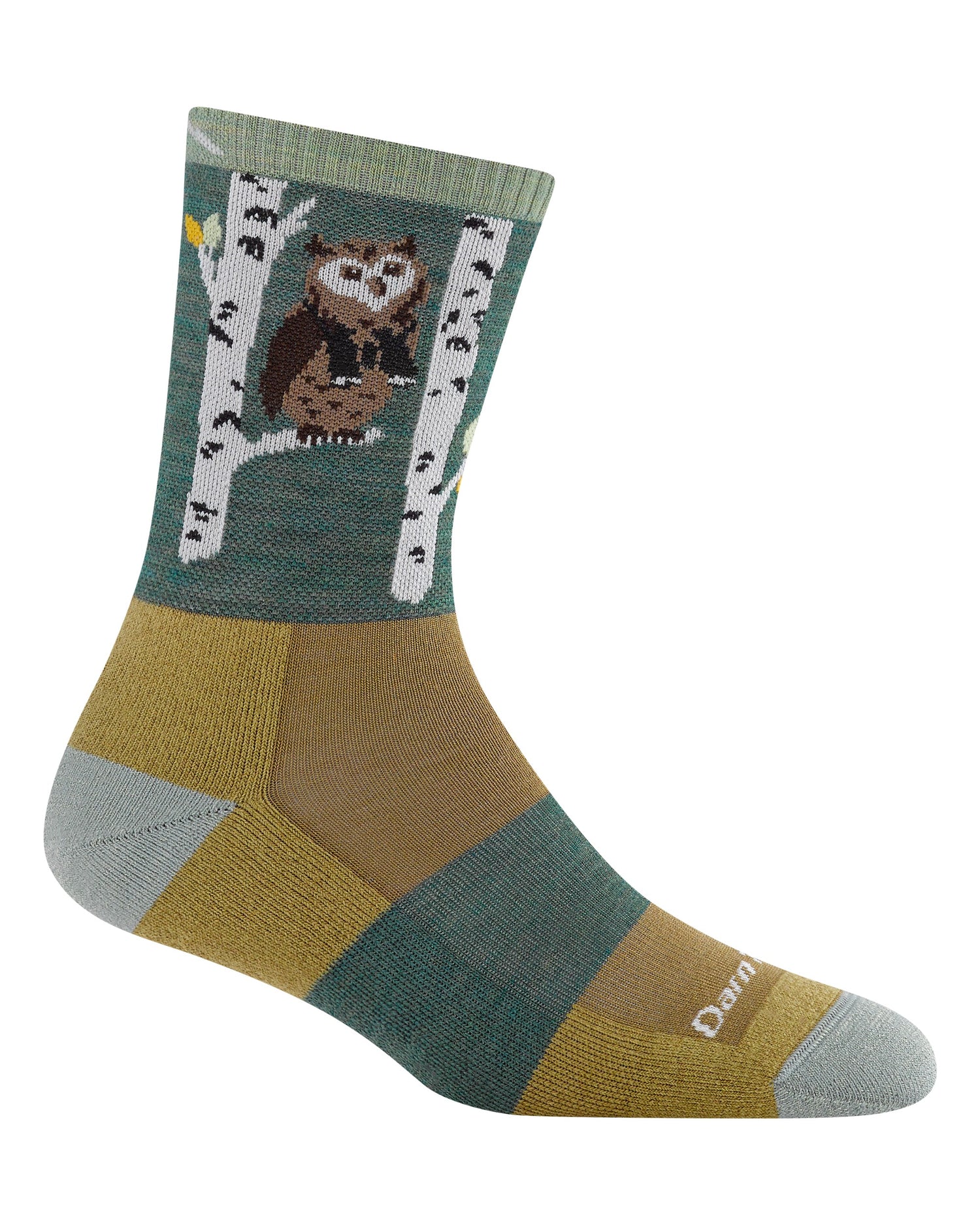 Critter Club Micro Crew Lightweight Socks Womens - Owl Green