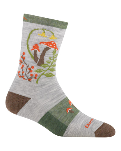 Mellow Mushrooms Micro Crew Lightweight Socks Womens - Ash