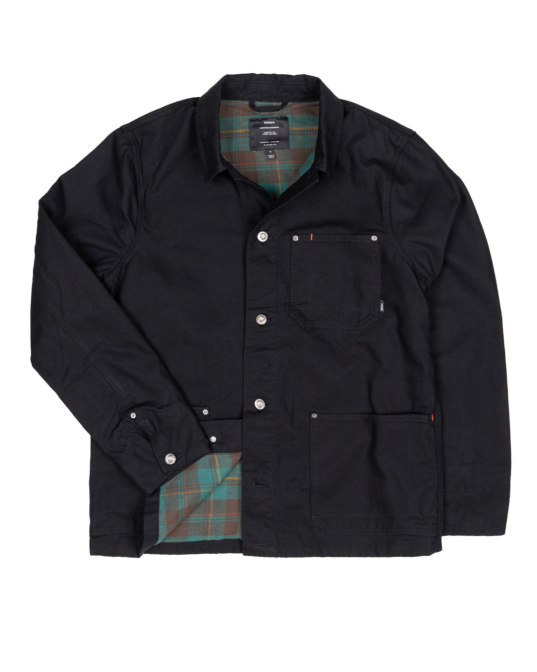 Basset Flannel Lined Jacket Mens - Black/Deep Sea Check