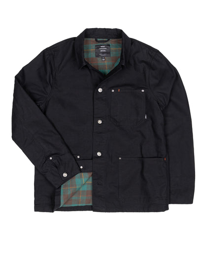 Basset Flannel Lined Jacket Mens - Black/Deep Sea Check