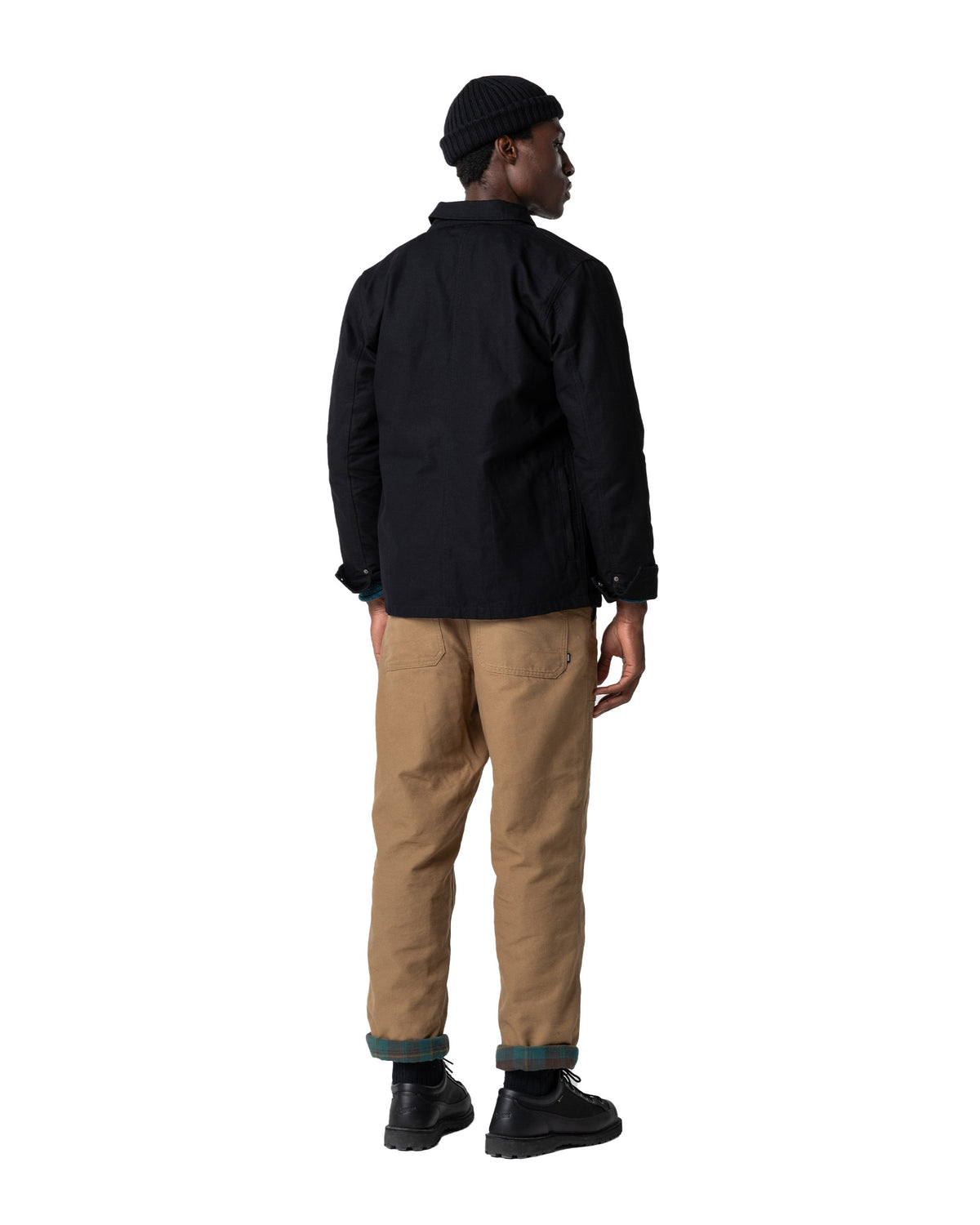 Basset Flannel Lined Jacket Mens - Black/Deep Sea Check