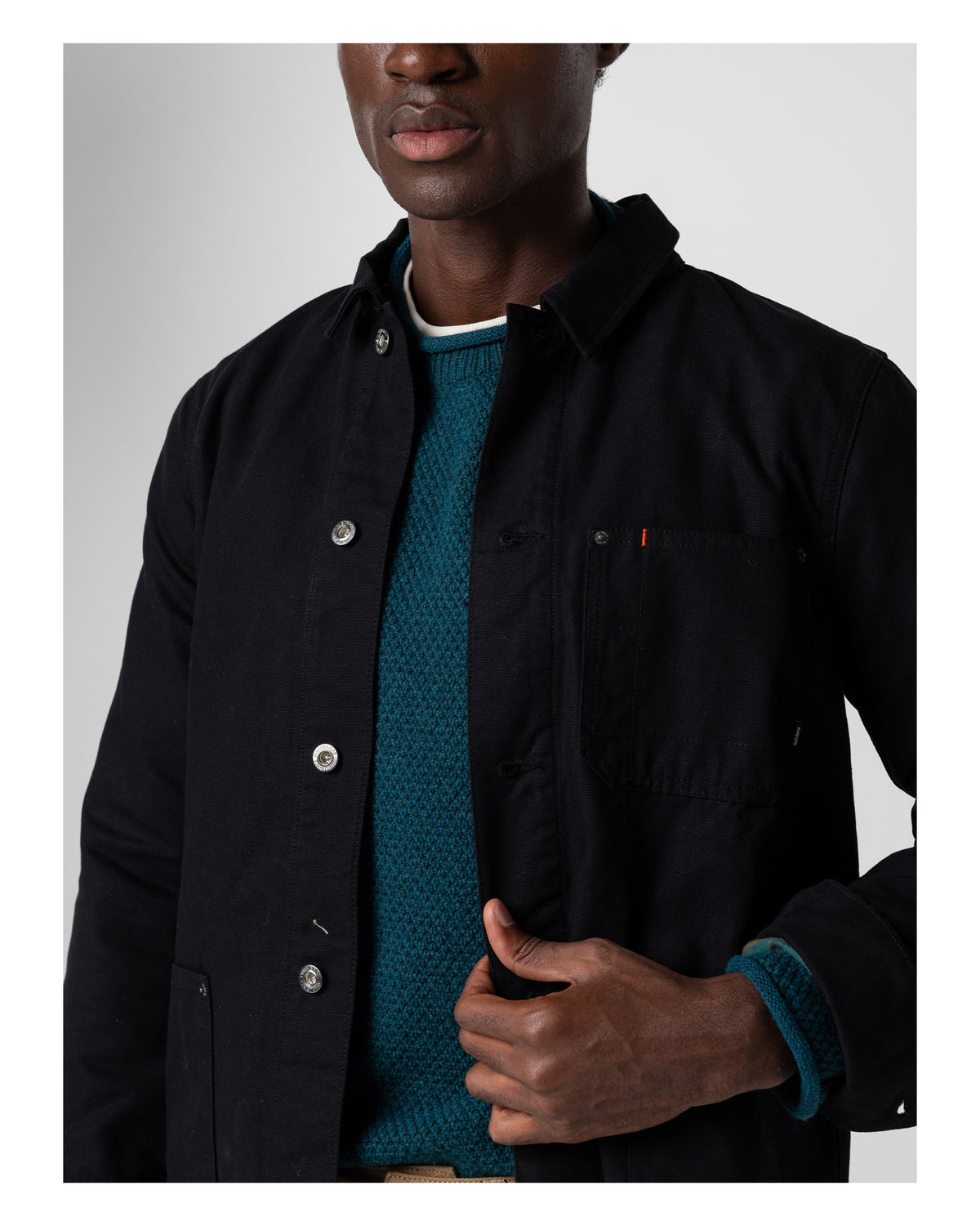Basset Flannel Lined Jacket Mens - Black/Deep Sea Check