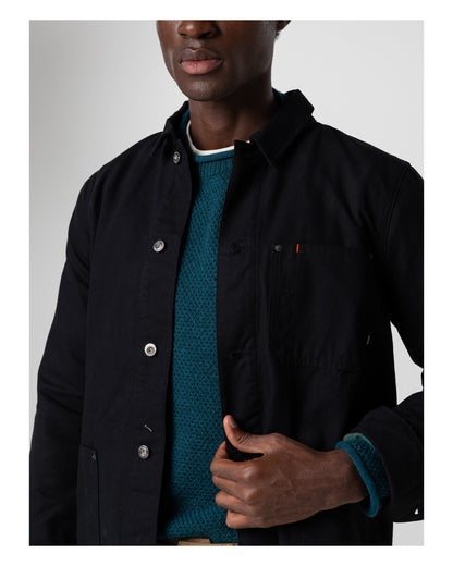 Basset Flannel Lined Jacket Mens - Black/Deep Sea Check