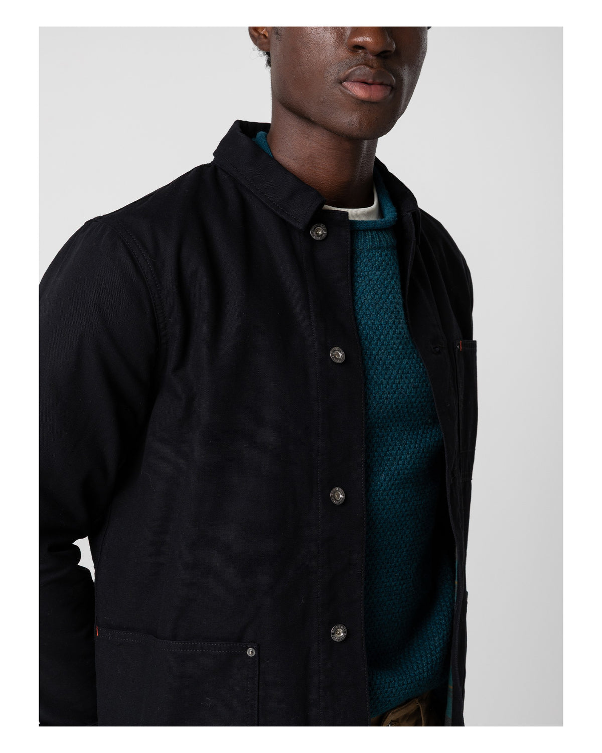 Basset Flannel Lined Jacket Mens - Black/Deep Sea Check