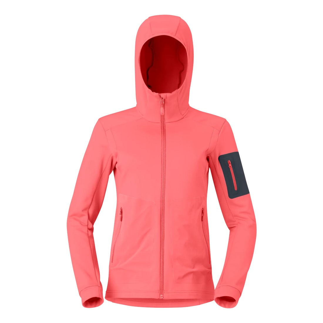 Falketind Warm2 Stretch Hood Womens - Calypso Coral/Beluga