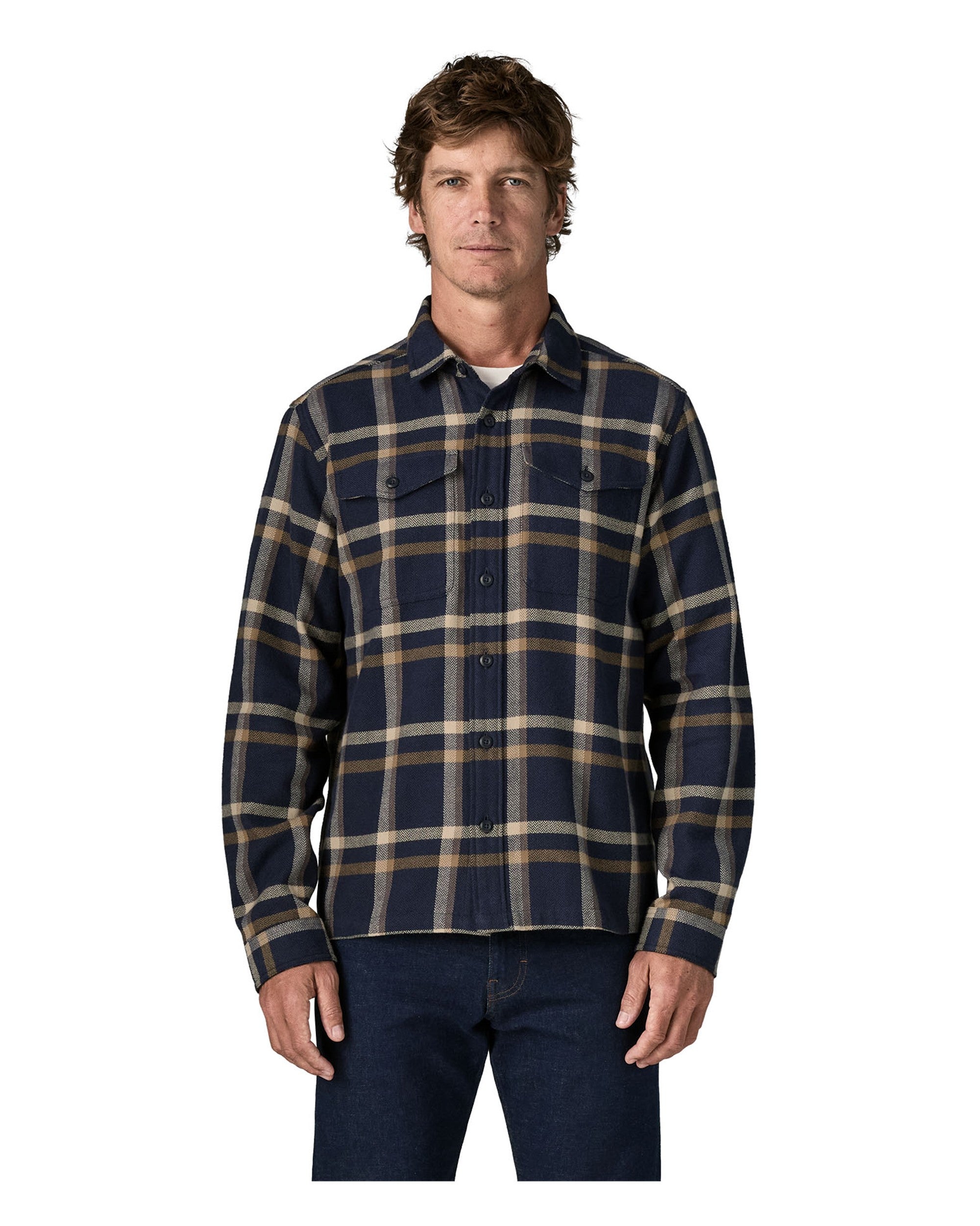 Fjord Flannel Shirt Mens - Crossing: New Navy