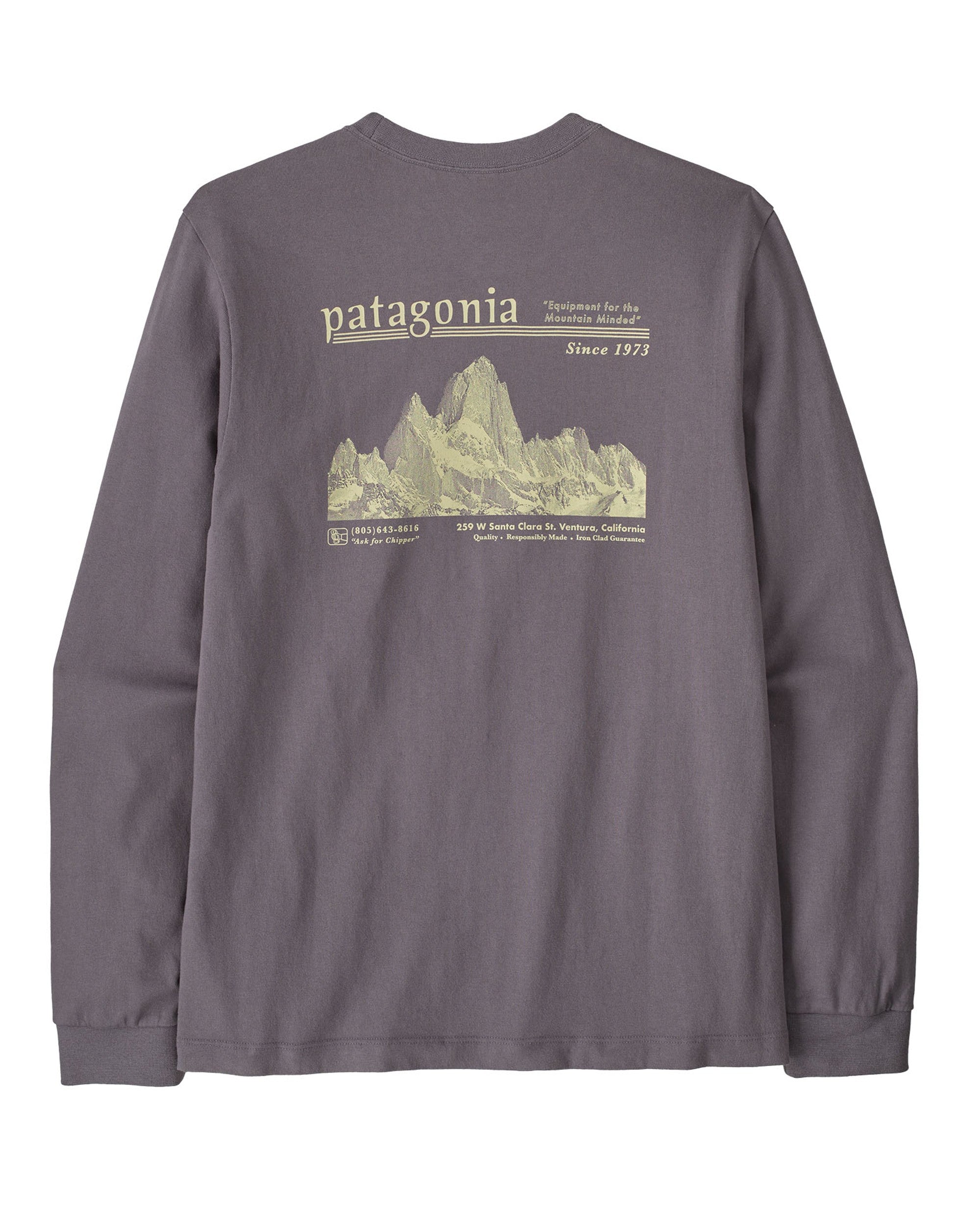 Long Sleeve Midweight Hut Tripper Skyline T-Shirt Mens - May Grey