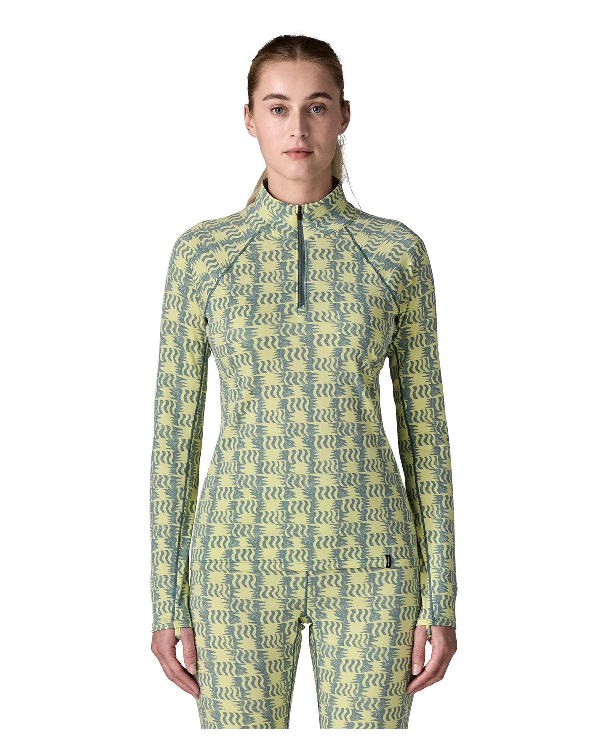 Capilene Midweight Zip Neck Womens - Sun Quilt: Blue Sage