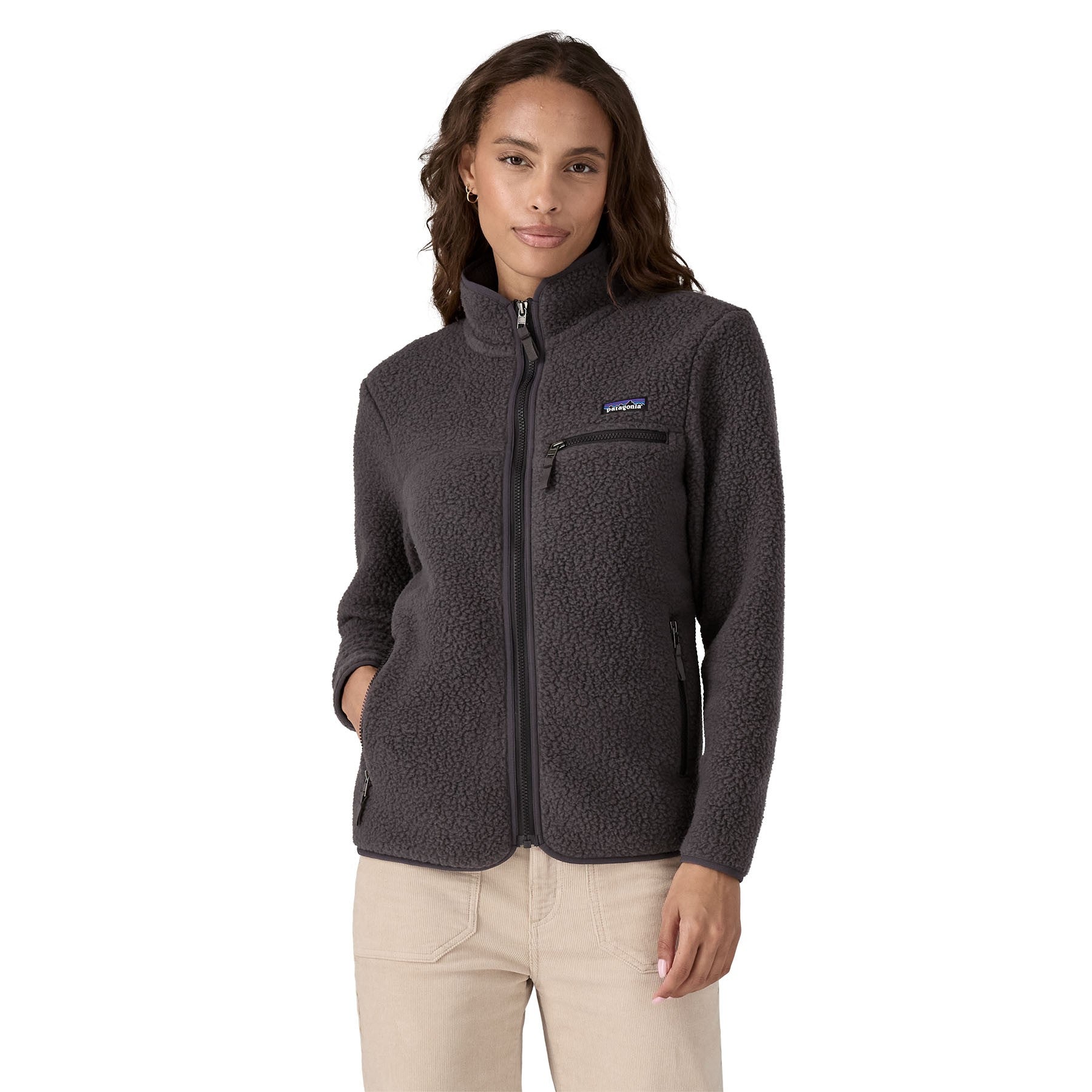 Retro Pile Jacket Womens - Ink Black