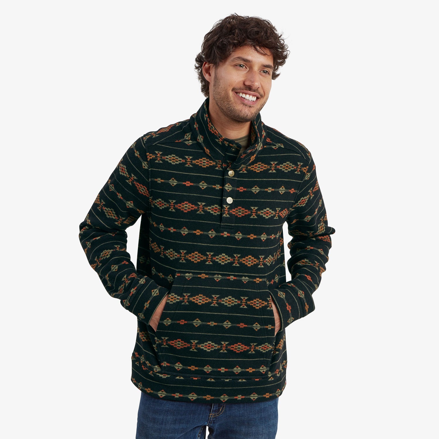 Bhutan Pullover Mens - Black Stripe