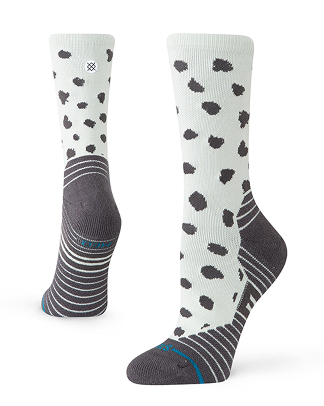 Leopard Mid Crew Womens - Lt Blue