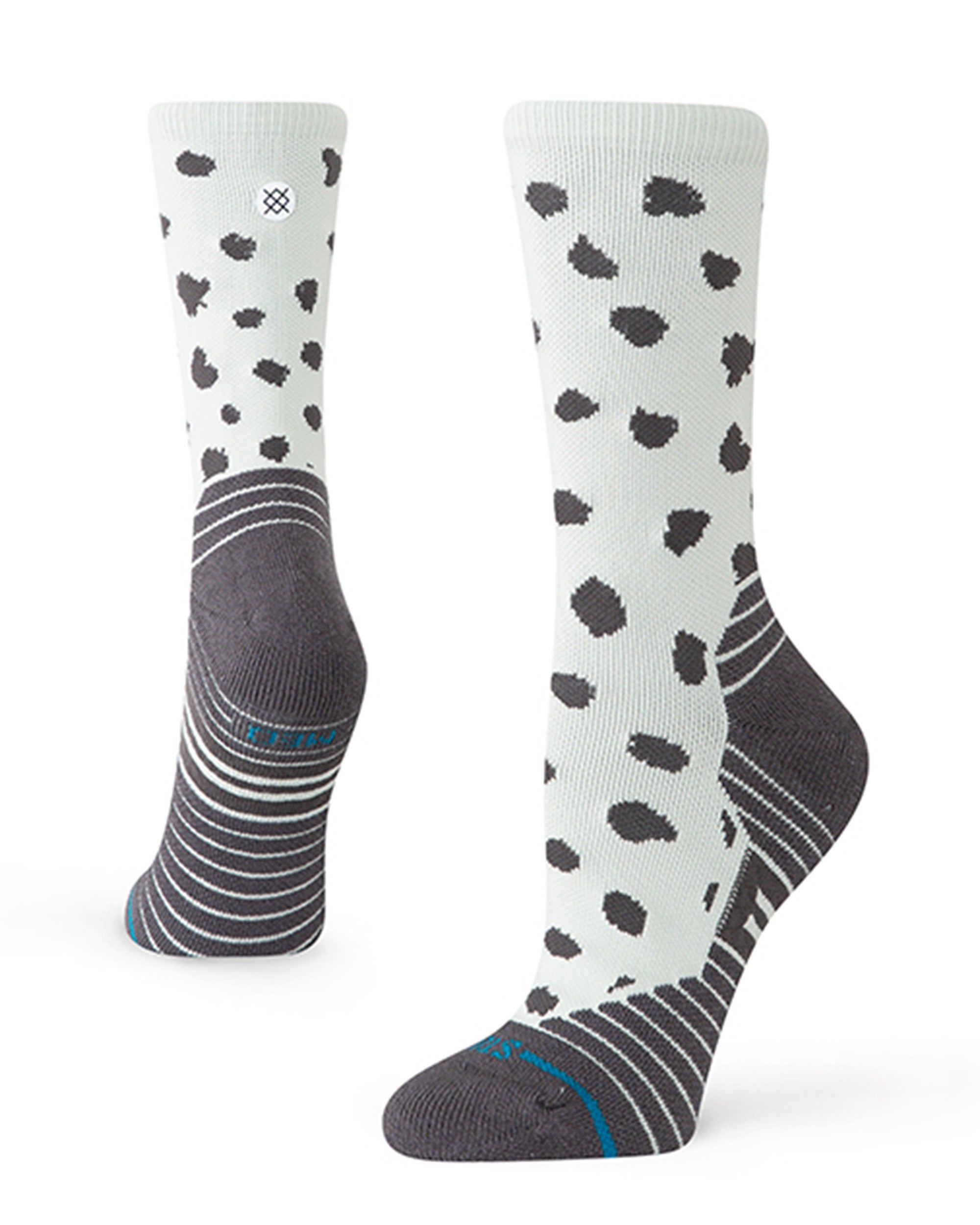 Leopard Mid Crew Womens - Lt Blue