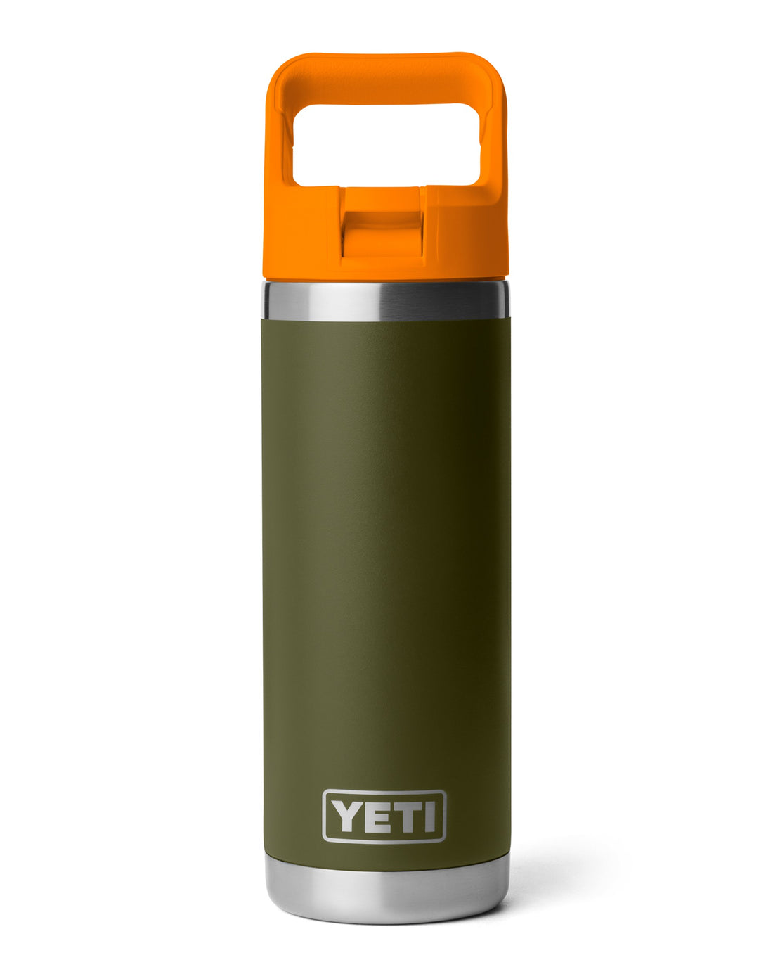 Rambler 18oz Colour Straw Bottle - Olive/King Crab Orange