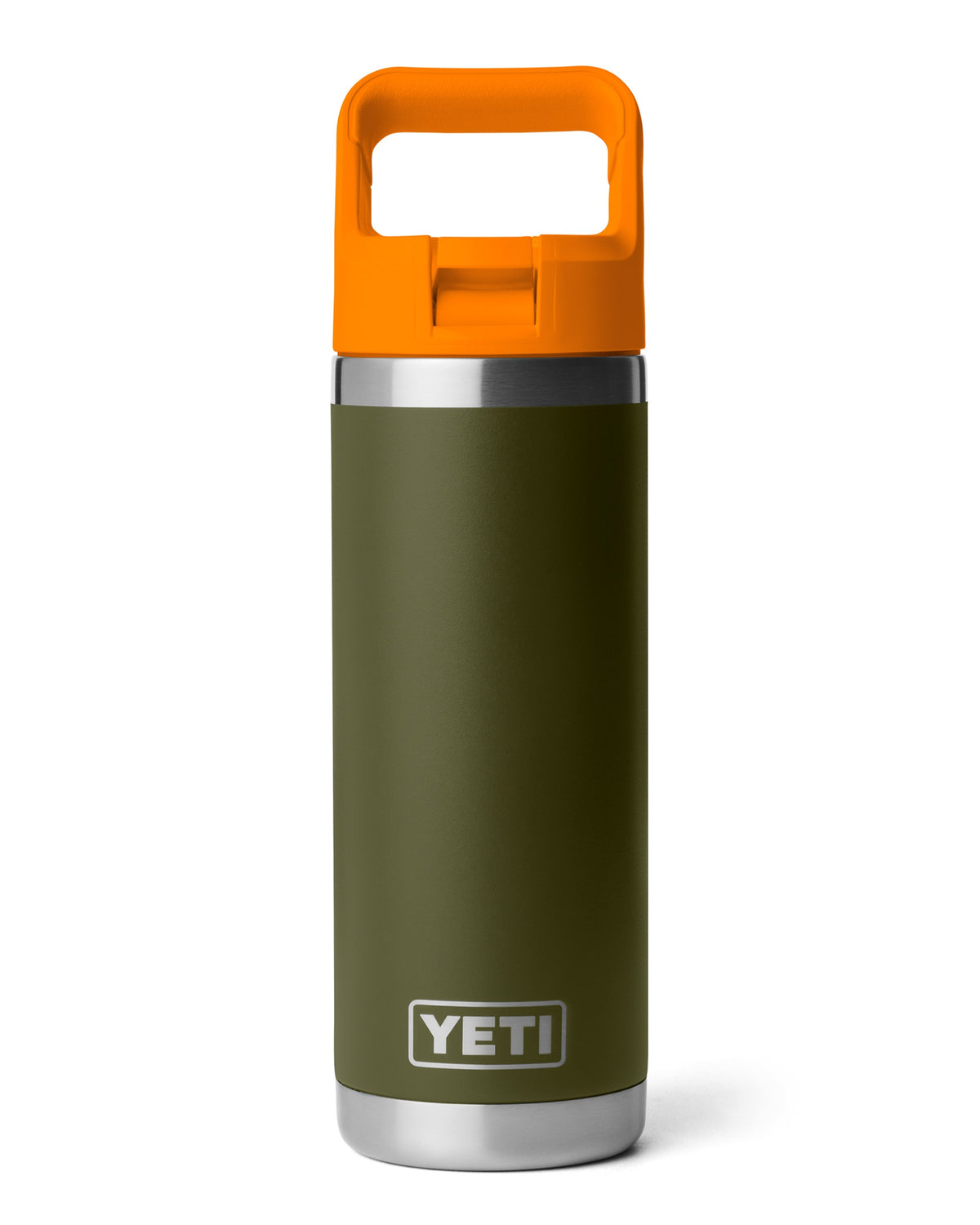 Rambler 18oz Colour Straw Bottle - Olive/King Crab Orange