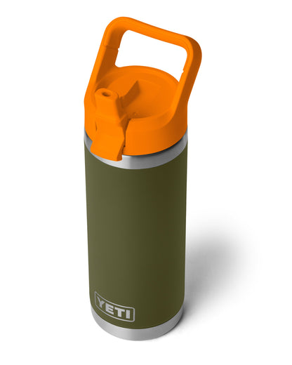 Rambler 18oz Colour Straw Bottle - Olive/King Crab Orange
