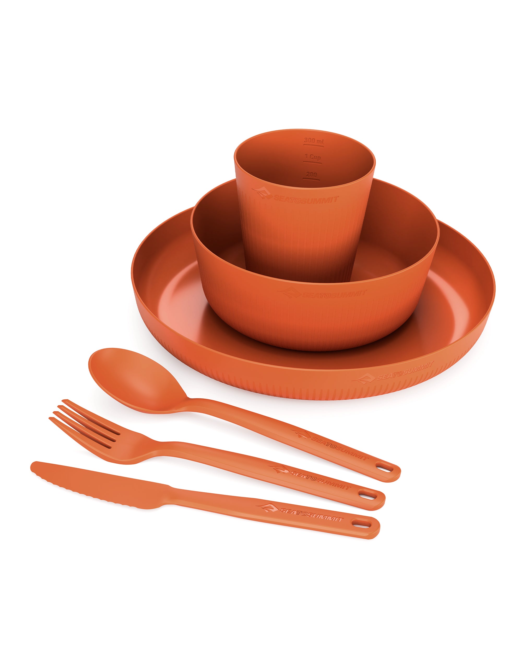 Camp Dinnerware Set With Mesh Sack [6 Piece] - Burnt Orange