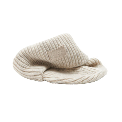 Lambswool Chunky Beanie - White Melange